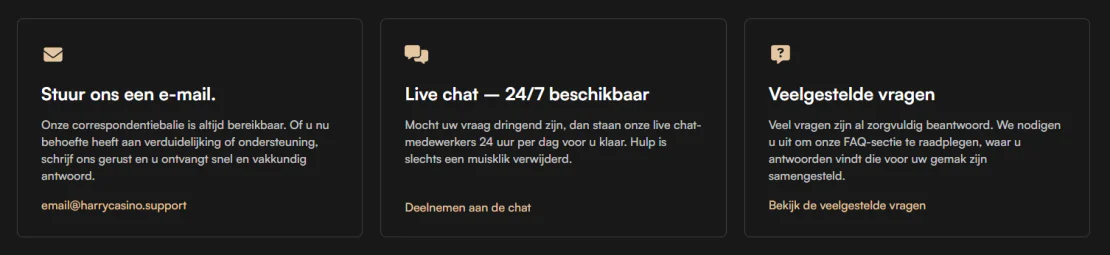 Harrycasino klantenservice met e-mail, livechat en veelgestelde vragen